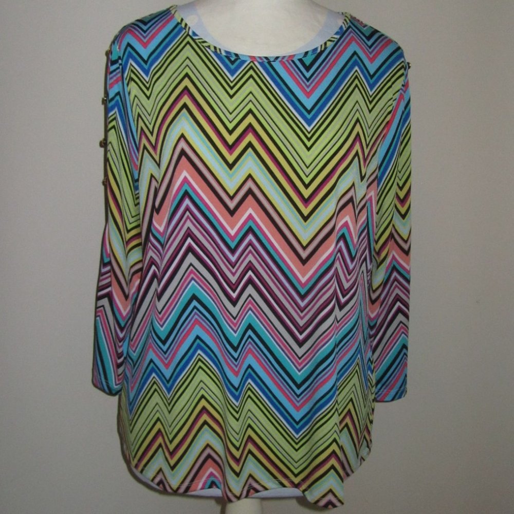CLEARANCE Women's 3/4 Sleeve Print Top by Investments Large NWT-$39.00.